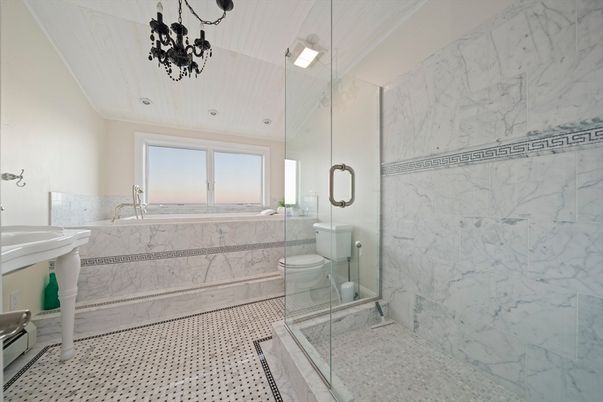 Bathroom, Glass Shower, Interior, Marble Walls