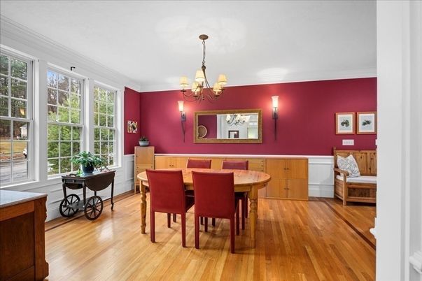 Chandelier, Dining room, Interior, Wood Texture Flooring