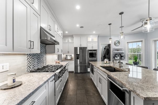 Interior, Kitchen, Pendant Lights, Recessed Lighting, Stainless Steel Appliances