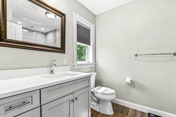 Bathroom, Interior, Recessed Lighting, Wood Texture Flooring