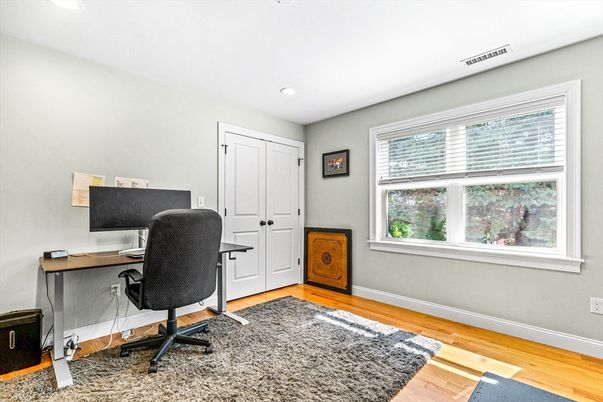 Home Office, Interior, Recessed Lighting, Wood Texture Flooring