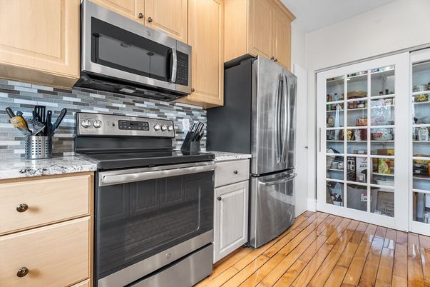 Interior, Kitchen, Stainless Steel Appliances, Wood Texture Flooring