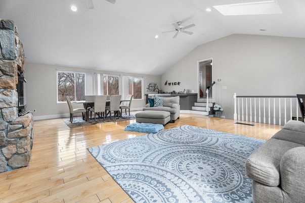 Dining room, Interior, Recessed Lighting, Wood Texture Flooring