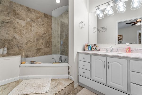 Bathroom, Glass Shower, Interior, Recessed Lighting