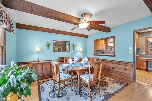 Dining room, Interior, Wooden Beams, Wood Texture Flooring
