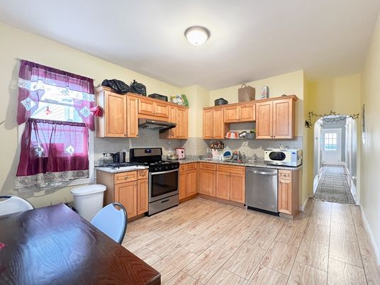 Interior, Kitchen, Stainless Steel Appliances, Wood Texture Flooring