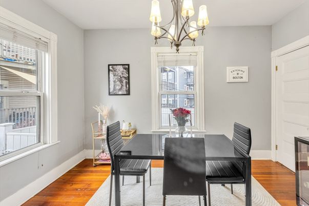 Chandelier, Dining room, Interior, Wood Texture Flooring