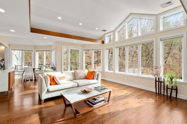 Dining room, Interior, Living room, Recessed Lighting, Wood Texture Flooring