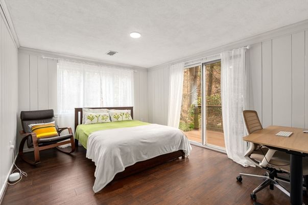 Bedroom, Home Office, Interior, Recessed Lighting, Wood Texture Flooring