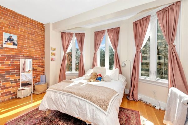 Bedroom, Interior, Stone Walls, Wood Texture Flooring