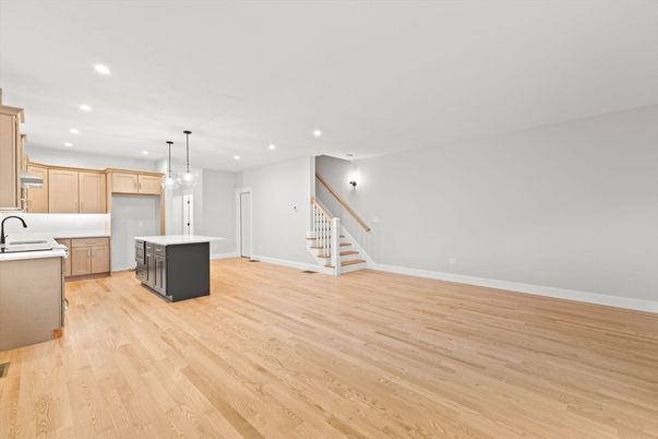 Interior, Kitchen, Pendant Lights, Recessed Lighting, Wood Texture Flooring