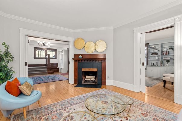 Chandelier, Fireplace, Interior, Wood Texture Flooring