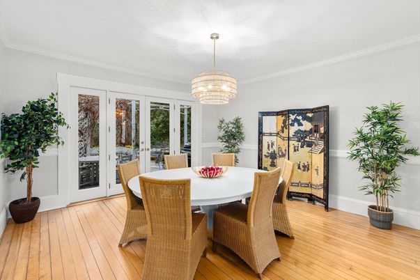 Chandelier, Dining room, Interior, Wood Texture Flooring