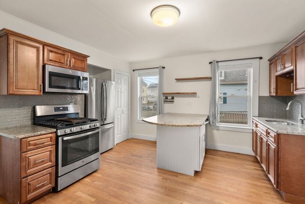 Interior, Kitchen, Stainless Steel Appliances, Wood Texture Flooring