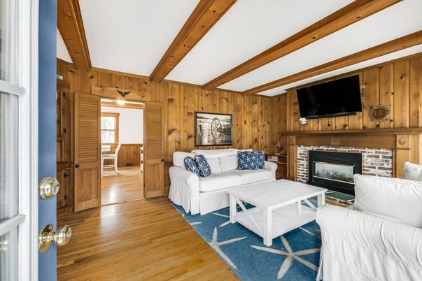 Fireplace, Interior, Living room, Wooden Beams, Wood Texture Flooring, Wooden Walls