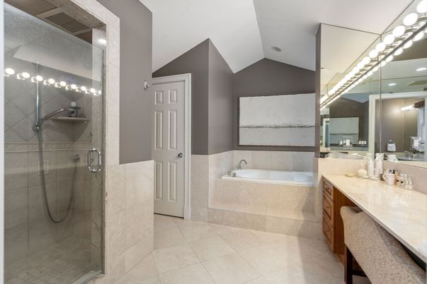 Bathroom, Dual Sink Vanities, Glass Shower, Interior, Recessed Lighting