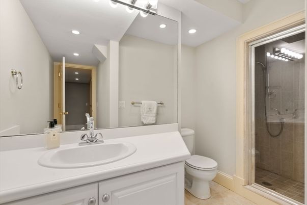 Bathroom, Glass Shower, Interior, Recessed Lighting