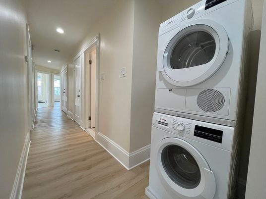 Interior, Recessed Lighting, Utility Closets, Washer, Wood Texture Flooring