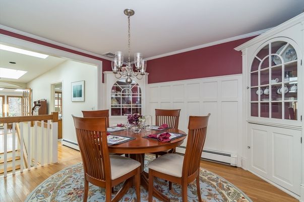 Chandelier, Dining room, Interior, Wood Texture Flooring