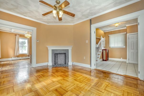 Empty room, Fireplace, Interior, Wood Texture Flooring