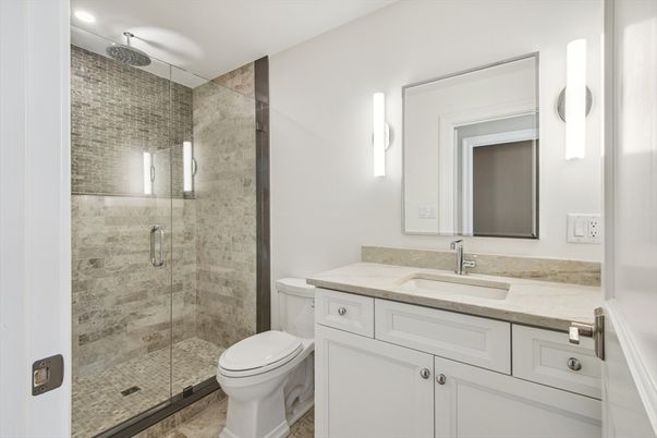 Bathroom, Glass Shower, Interior, Recessed Lighting