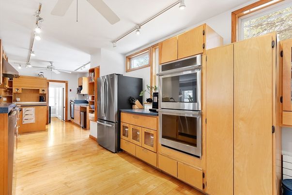 Interior, Kitchen, Stainless Steel Appliances, Wood Texture Flooring