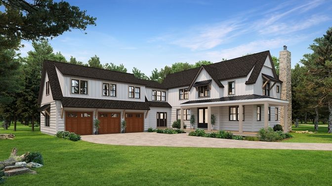 Attached, Exterior, Facade, Farmhouse