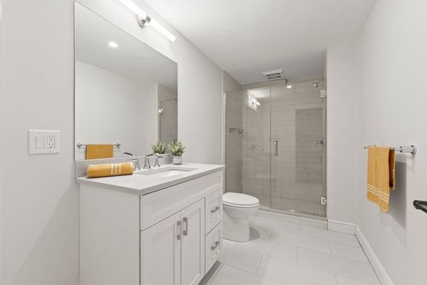 Bathroom, Glass Shower, Interior, Recessed Lighting