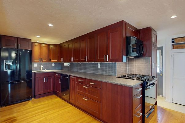Interior, Kitchen, Recessed Lighting, Wood Texture Flooring