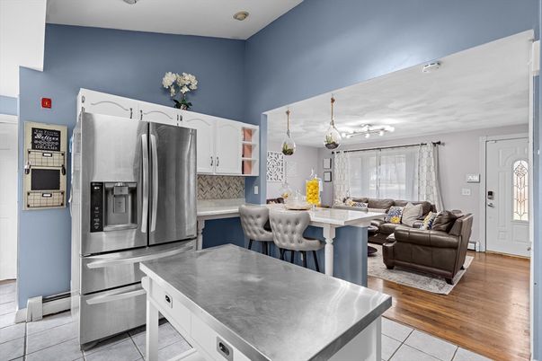 Interior, Kitchen, Living room, Stainless Steel Appliances, Wood Texture Flooring