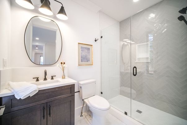 Bathroom, Glass Shower, Interior, Recessed Lighting