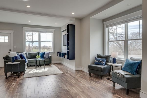 Interior, Living room, Recessed Lighting, Wood Texture Flooring