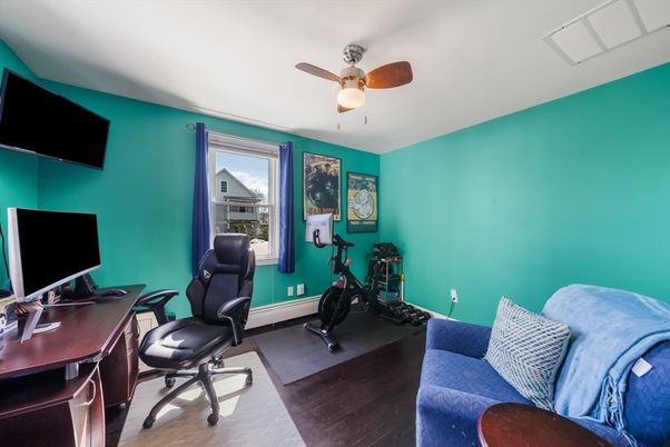 Fitness Equipment, Home Office, Interior, Wood Texture Flooring