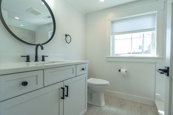 Bathroom, Interior, Recessed Lighting, Wood Texture Flooring
