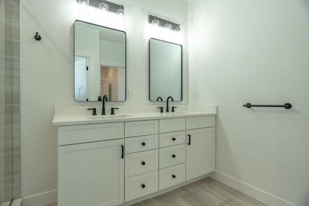 Bathroom, Dual Sink Vanities, Interior, Wood Texture Flooring
