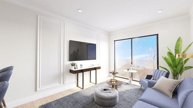 Interior, Living room, Recessed Lighting, Wood Texture Flooring