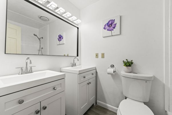 Bathroom, Dual Sink Vanities, Interior, Wood Texture Flooring