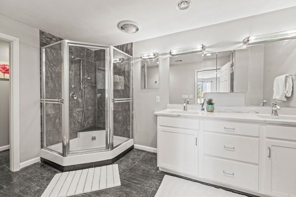 Bathroom, Dual Sink Vanities, Glass Shower, Interior