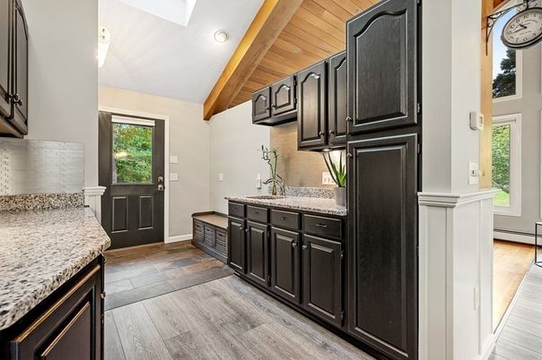 Interior, Kitchen, Recessed Lighting, Wooden Beams, Wooden Ceilings, Wood Texture Flooring