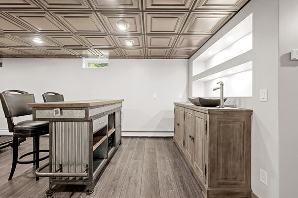 Home Office, Interior, Recessed Lighting, Wood Texture Flooring