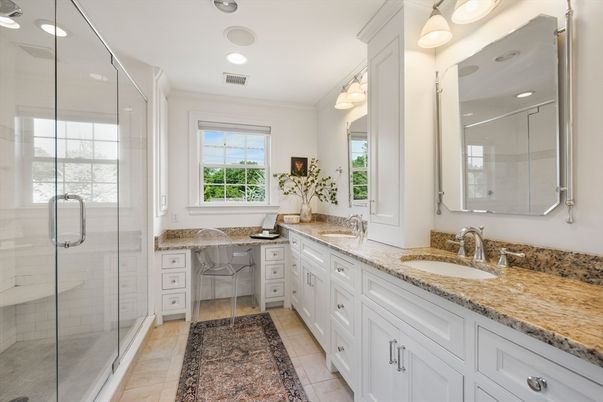 Bathroom, Dual Sink Vanities, Glass Shower, Interior, Recessed Lighting