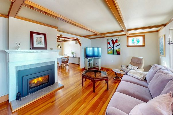 Fireplace, Interior, Living room, Wooden Beams, Wood Texture Flooring