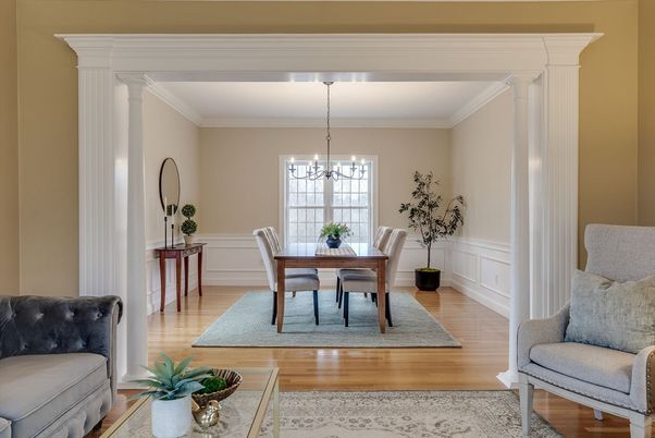 Chandelier, Dining room, Interior, Wood Texture Flooring