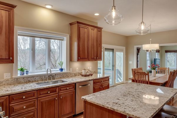 Dining room, Interior, Kitchen, Pendant Lights, Recessed Lighting, Stainless Steel Appliances