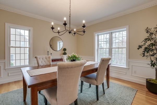Chandelier, Dining room, Interior, Wood Texture Flooring