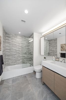 Bathroom, Glass Shower, Interior, Recessed Lighting