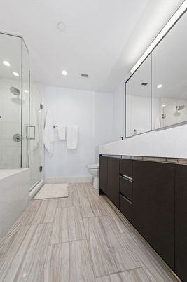 Bathroom, Dual Sink Vanities, Glass Shower, Interior, Recessed Lighting