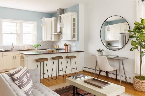Interior, Kitchen, Pendant Lights, Recessed Lighting, Wood Texture Flooring