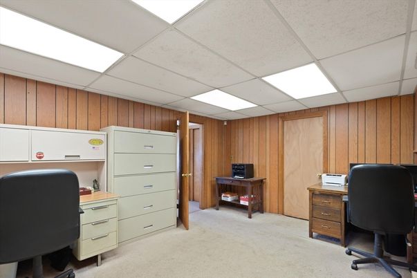 Home Office, Interior, Recessed Lighting, Wooden Walls