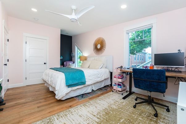 Bedroom, Home Office, Interior, Recessed Lighting, Wood Texture Flooring